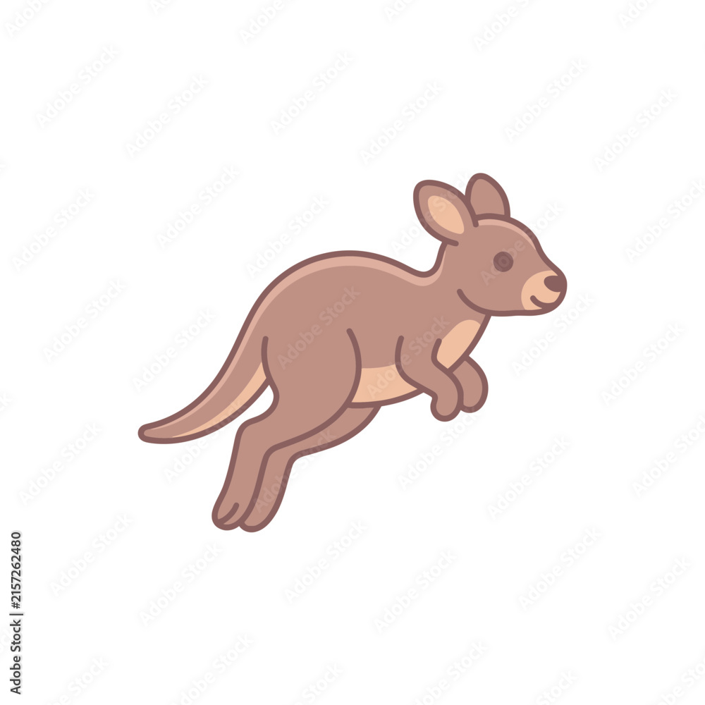 Obraz premium Stylized brown kangaroo hopping in mid-air.