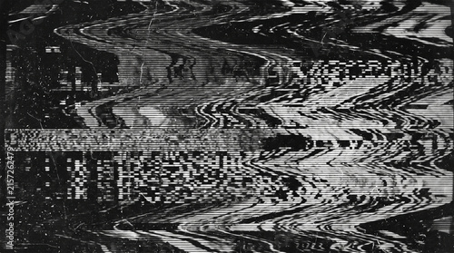 Analog television static noise texture with glitch distortion effect