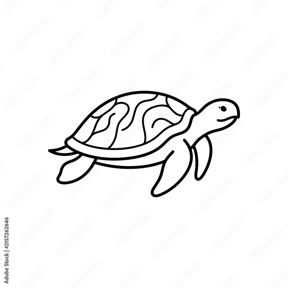 Fototapeta premium Stylized sea turtle line art outline