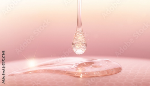 Hydrating Skincare Serum Drop on Glossy Pink Surface