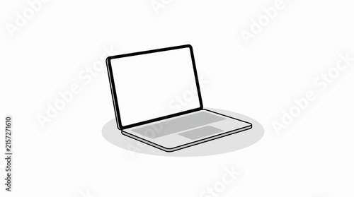Minimal Laptop Computer Outline Illustration