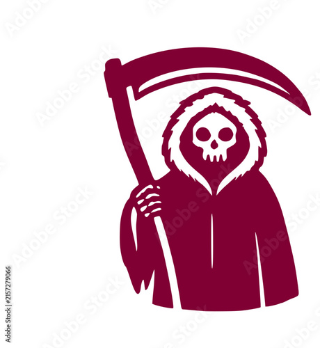 Photography Dark red silhouette mashup icon featuring a spooky Halloween grim reaper skeleto