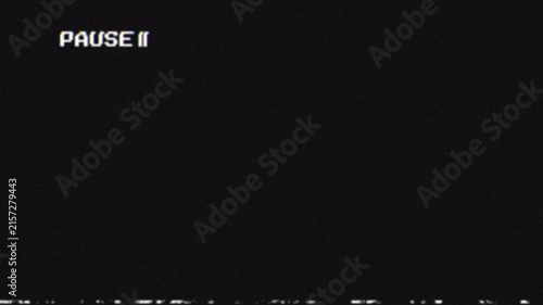 Vintage vhs pause screen overlay with analog distortion grain 4K video with Alpha channel