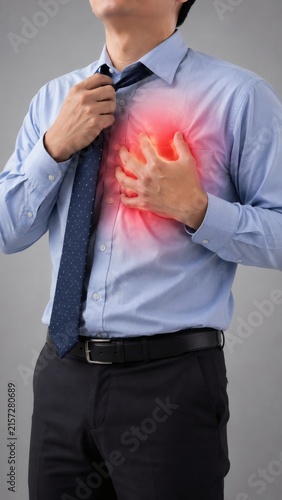 People suffering from severe heart pain or chest pain, highlighted in red light