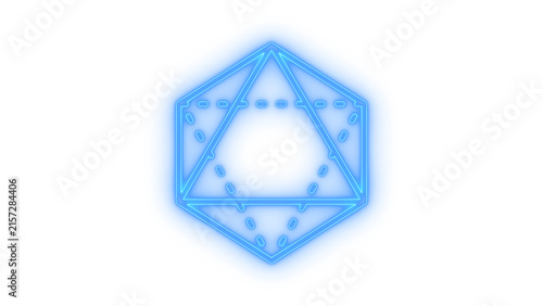 Canvastavla Colorful neon d20 dice icon representing tabletop gaming roleplaying adventures