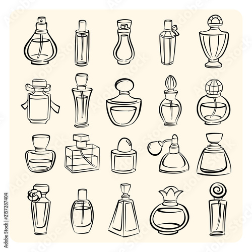 Perfume Bottles Fragrance Glass Containers Line Art Collection