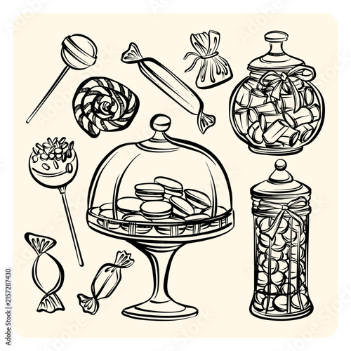 Sweets Candies and Bakery Treats Line Art Collection