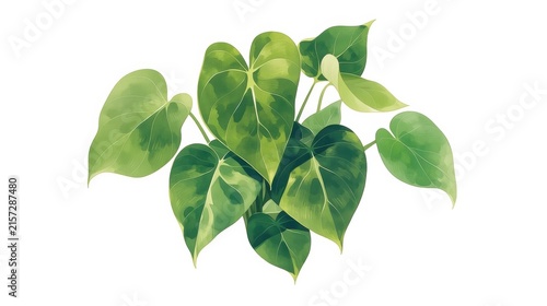白い背景に浮かぶ観葉植物の葉