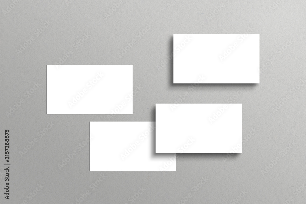 Fototapeta premium Minimal Blank Horizontal Card Mockup Set with Four Floating Rectangular Cards