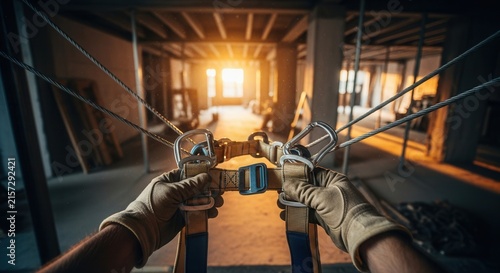 Construction Safety Harness Check Before Working At Heights