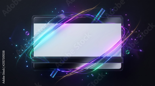 Futuristic Neon Frame Abstract Display Dark Cosmic Background Art