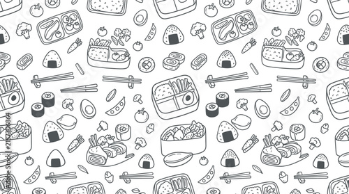 Bento Box Food Pattern Isolated