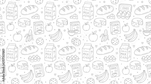 Doodle food pattern isolated