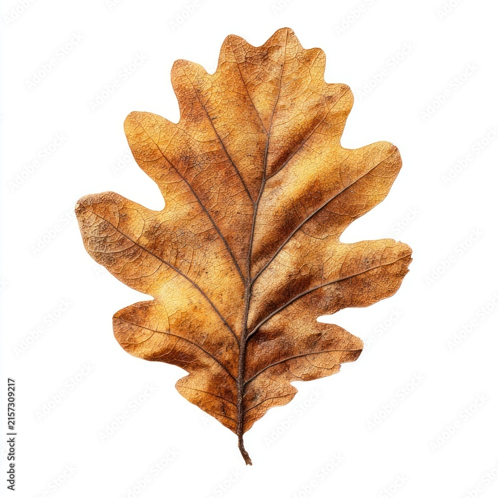 Fototapeta premium Detailed autumn oak leaf illustration.