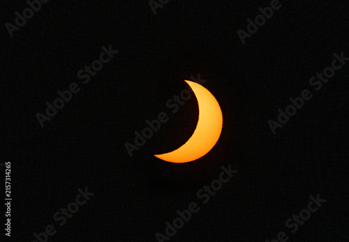 Partial Phase of a Total Solar Eclipse – Detailed View of the Moon Covering the Solar Disk