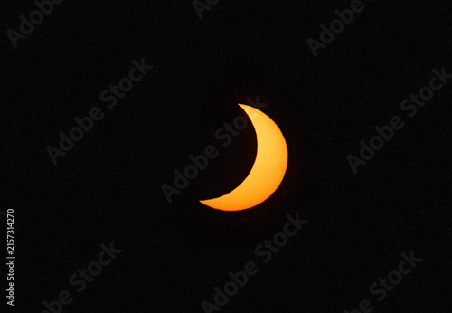Total Solar Eclipse in Partial Phase – Moon Gradually Covering the Sun in Detailed Astrophotography