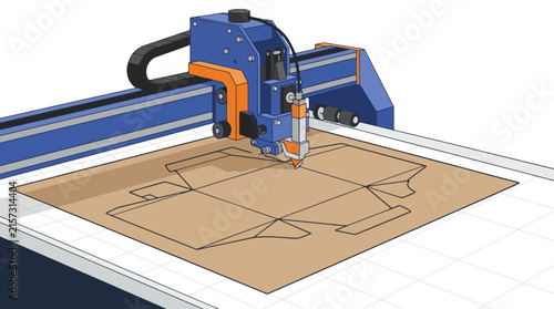 Cnc Router Machine Cutting Intricate Wooden Inlays for Custom Furniture Manufacturing. Precision Woodworking and Automated Industrial Production Conce