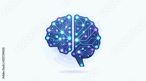 Human Brain with Digital Circuit Network and Ai Technology Concept. Futuristic Cyber Brain Illustration for Innovation, Data Processing, and Neural Te