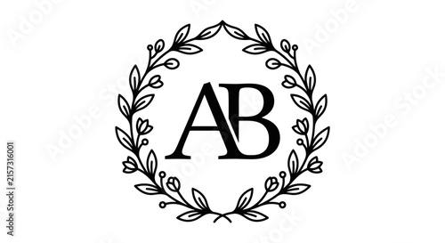 AB monogram in laurel wreath.