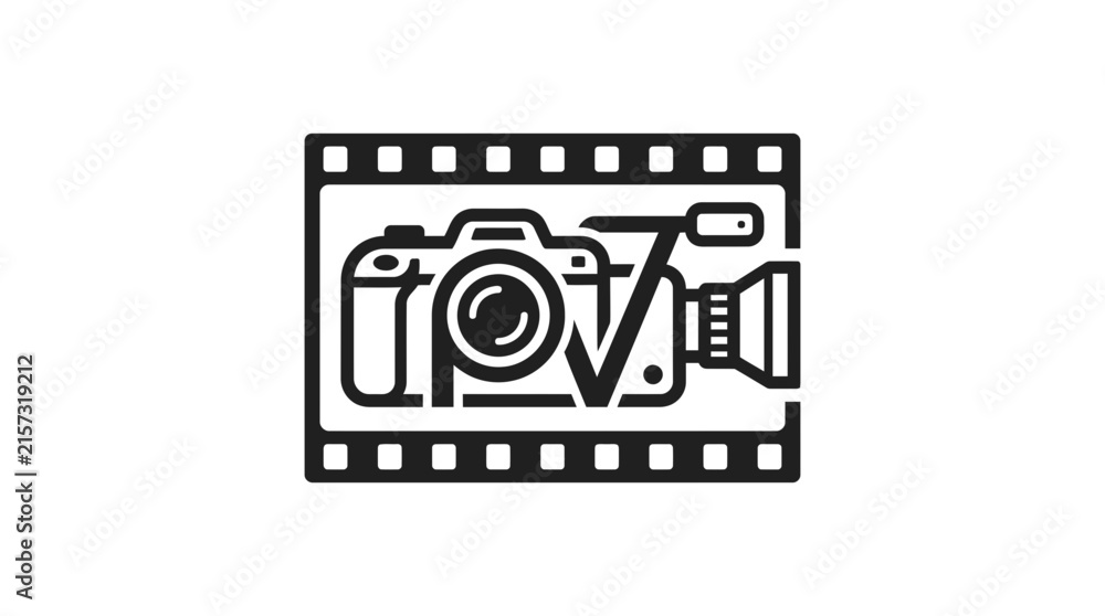 Fototapeta premium Camera icon within film strip.