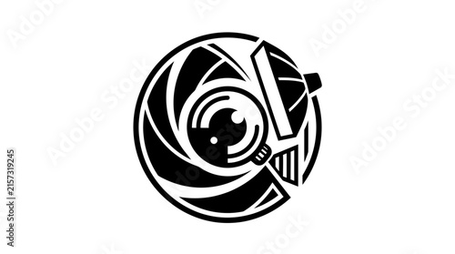Camera lens and eye shutter icon design.