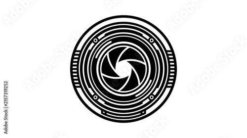 Camera lens shutter aperture vector icon