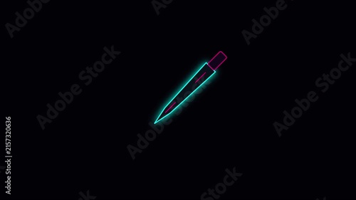 Neon pencil animation: creative writing and digital concept 4k