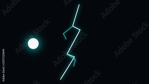 Neon lightning bolt animation: abstract electric energy flash on dark 4k background