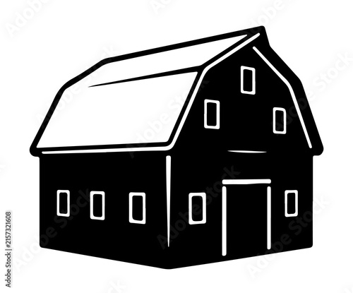 Minimalist farm barn vector icon silhouette