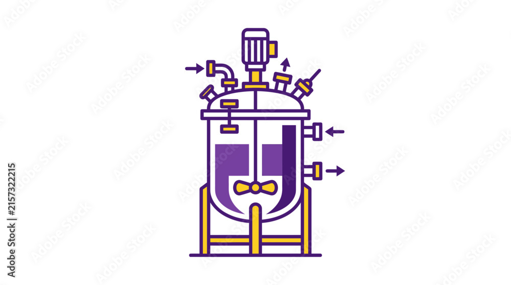 Naklejka premium Industrial Chemical Reactor Vessel with Agitator, Isolated