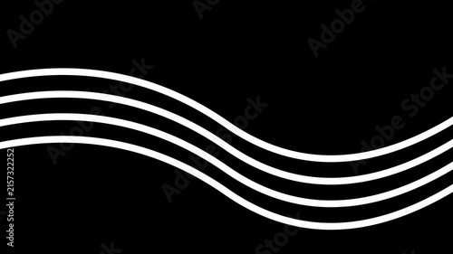 Abstract 4k white wavy lines motion background, smooth flowing wave animation loop