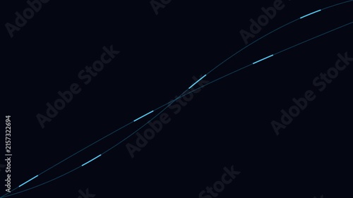 Abstract digital data flow animation 4k background, with glowing intersecting, light lines and particles