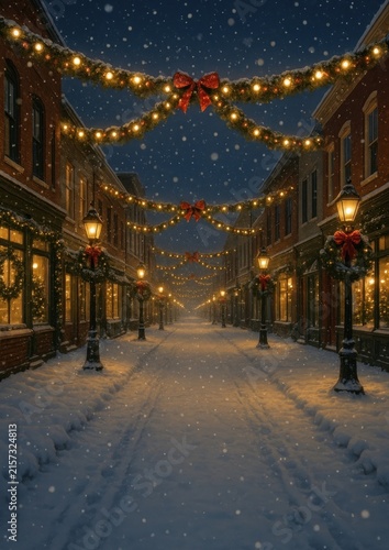 Festive snowy street lights
