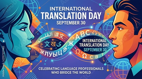 Two people communicating for International Translation Day.