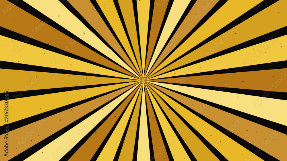 Obraz premium Vintage sunburst background with yellow rays. Retro comic book radial pattern. Grunge pop art starburst vector for posters and social media.