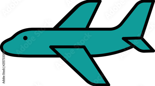 Teal Airplane Icon Isolated on Transparent Background