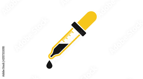 Eyedropper with Black Liquid Drop Isolated
