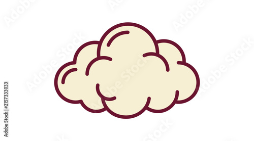 Isolated Cream Cloud with Dark Red Outline