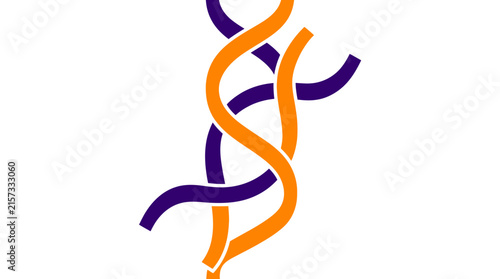 Intertwined Orange and Purple Abstract Organic Shapes Isolated
