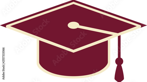 Maroon Graduation Cap with Tassel Isolated