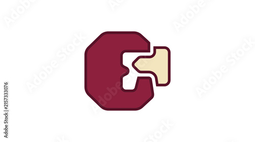 Maroon and Beige Abstract Geometric Shape Isolated