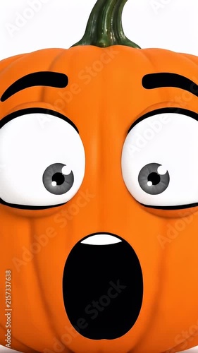 Shocked cartoon pumpkin character with big eyes.