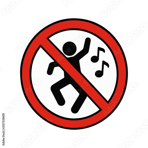 No dancing prohibition circle red sign icon