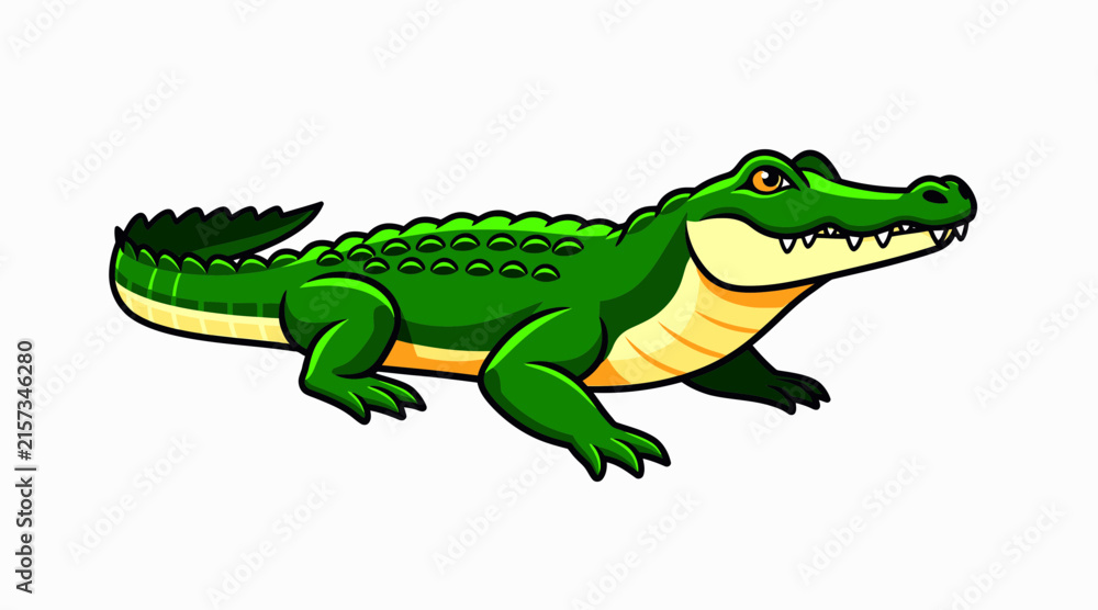 Fototapeta premium cartoon alligator, green scaly reptile