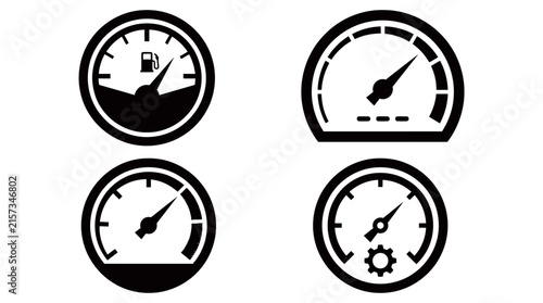 Automotive Gauge and Speedometer Icon Set
