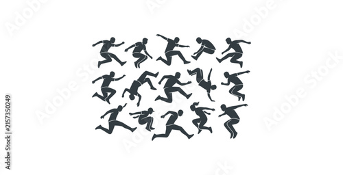 Parkour Athlete Silhouette Icon Set