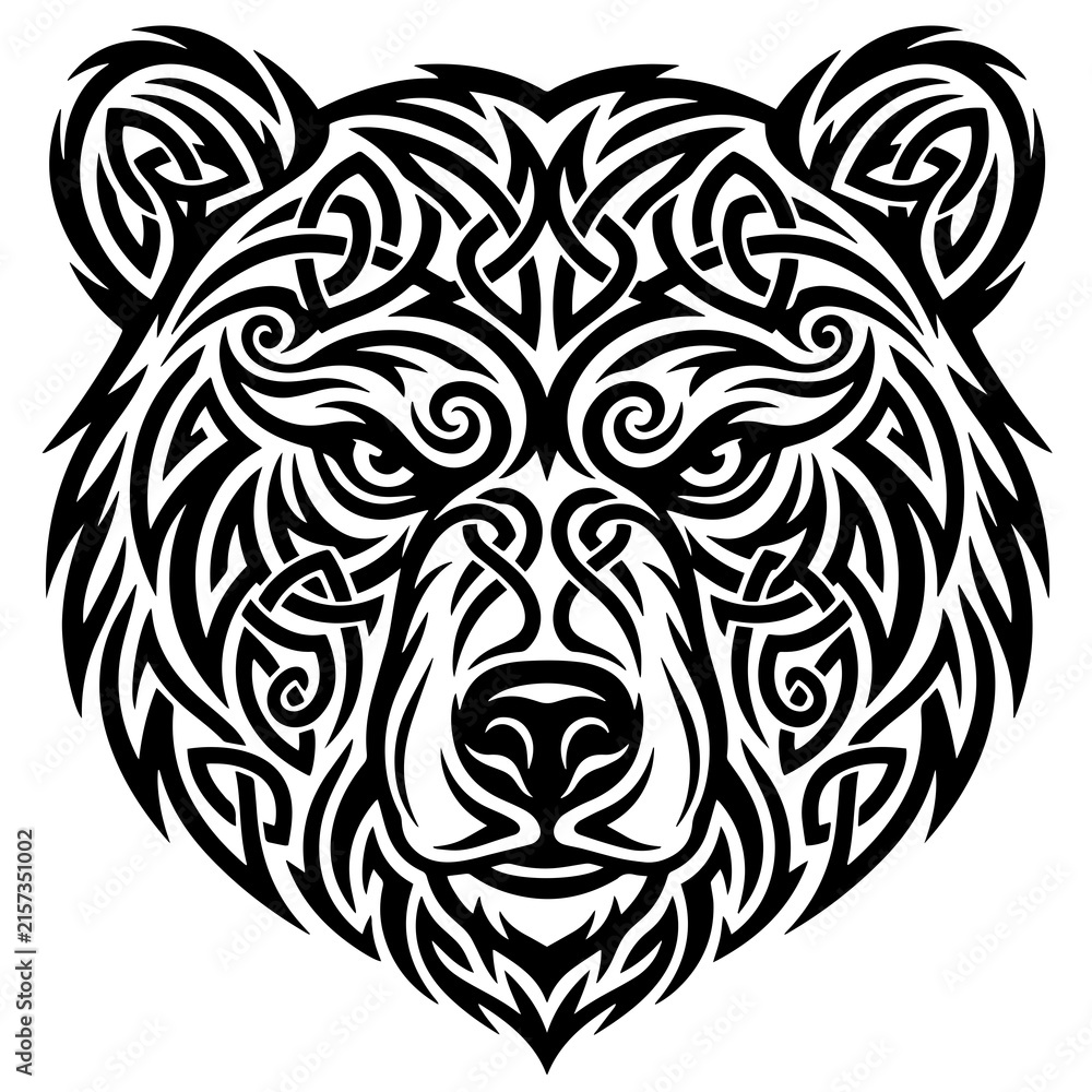 Fototapeta premium Tribal Bear Head Celtic Knot Illustration Vector Art