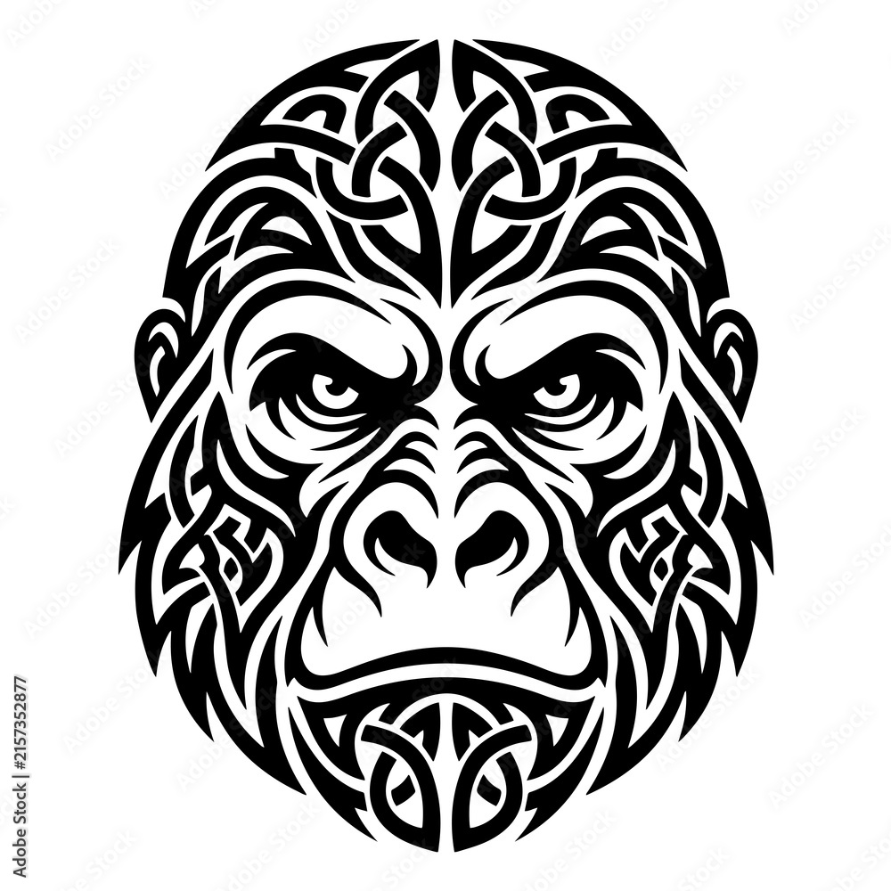 Fototapeta premium Tribal Gorilla Head Logo Illustration