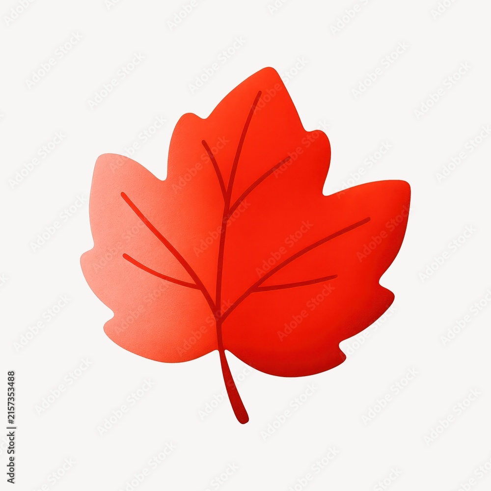 Fototapeta premium Vibrant red autumn leaf illustration.
