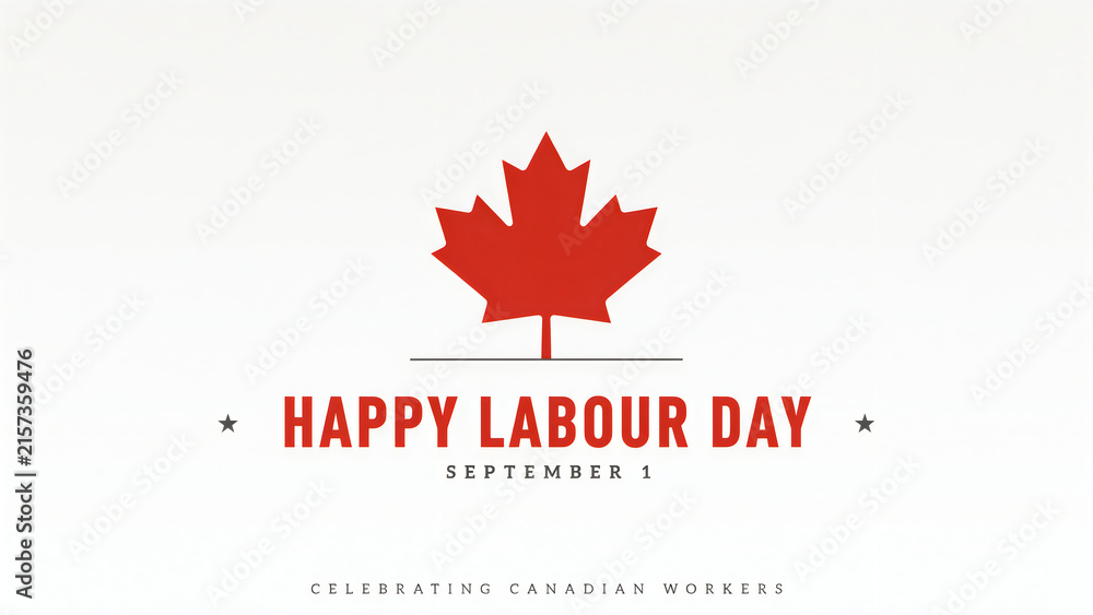 Fototapeta premium Happy labour day canada maple leaf design